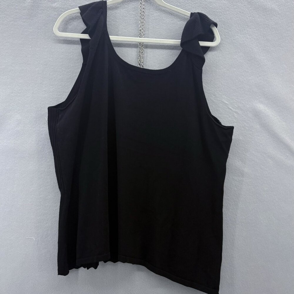 Lane Bryant Black Sweater Tank Top SZ 22/24 Ruffle Straps NWT Bohemian, Feminine - Picture 3 of 9